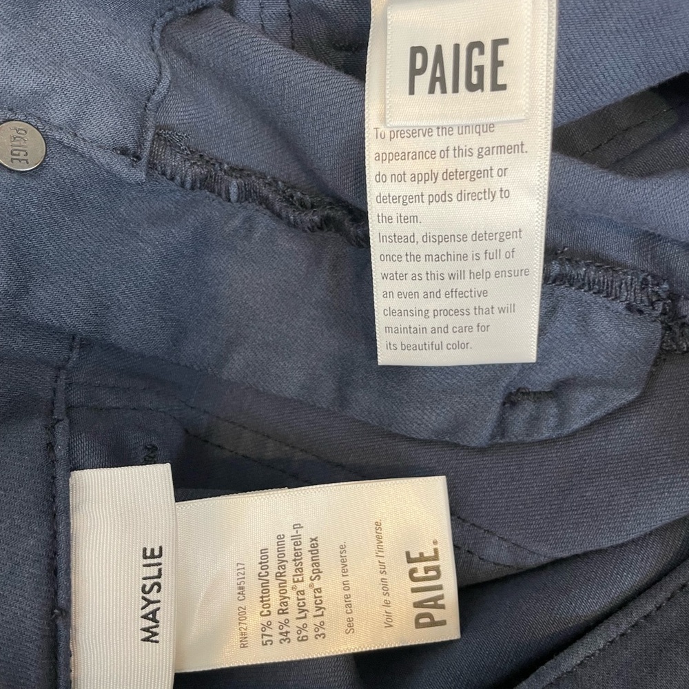 NWT PAIGE Mayslie Pants 24 Vintage Navy Haze Utility Trouser Straight Leg Jeans - Picture 7 of 11